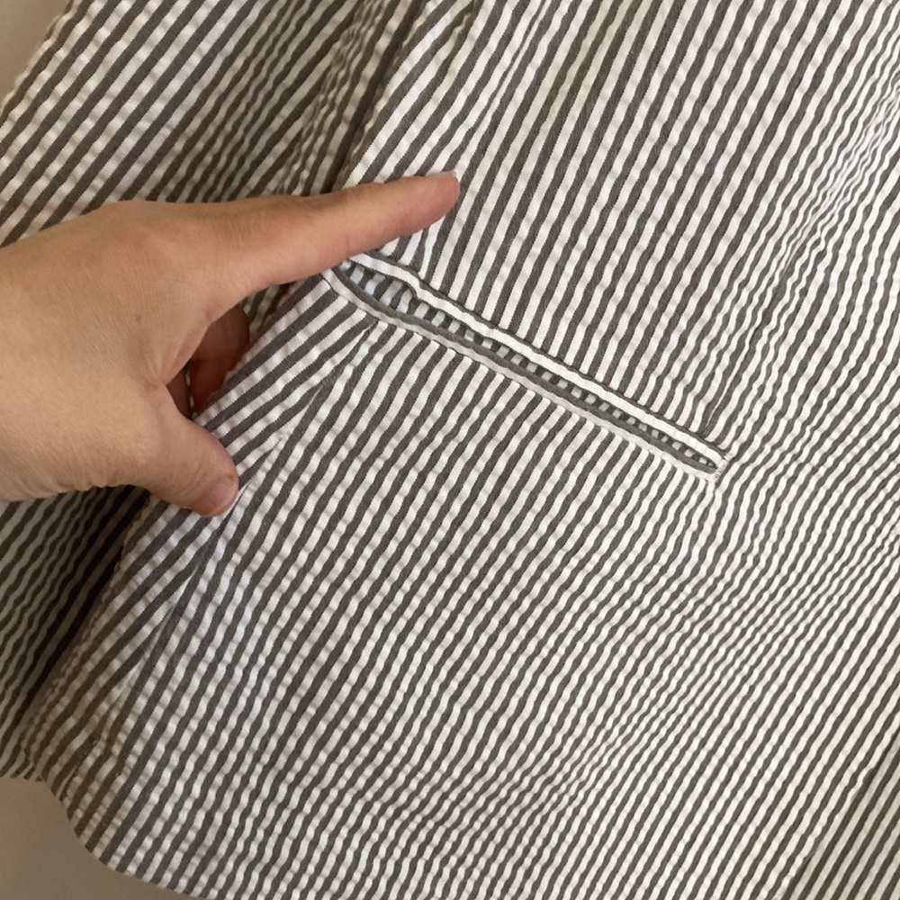 Lauren Ralph Lauren Blazer Womens 10 Gray White Seersucker Stripe Stretch Jacket - Picture 7 of 14
